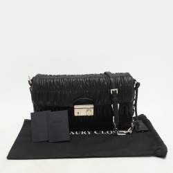 Pre Owned Prada Black Leather Gaufre Chain Shoulder Bags