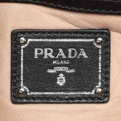 Pre Owned Prada Black Leather Gaufre Chain Shoulder Bags