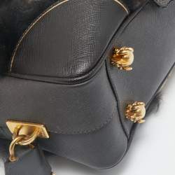 Prada Dark Brown/Beige Leopard Print Calfhair, Leather and Fur Bowler Bag