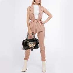 Prada Dark Brown/Beige Leopard Print Calfhair, Leather and Fur Bowler Bag