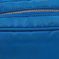 Pre Owned Prada Blue Tessuto Nylon and Leather Bow Camera Crossbody Bag