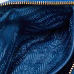 Pre Owned Prada Blue Tessuto Nylon and Leather Bow Camera Crossbody Bag