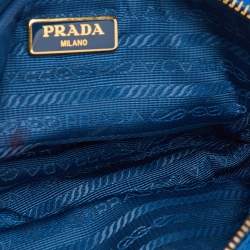 Pre Owned Prada Blue Tessuto Nylon and Leather Bow Camera Crossbody Bag