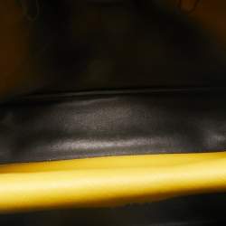 Prada Yellow Saffiano Cuir Leather Double Turn Lock Top Handle Bag
