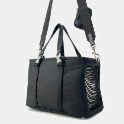 Prada Re-Nylon Triangle Logo Pet Bag Black Nylon