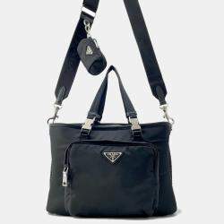Prada Re-Nylon Triangle Logo Pet Bag Black Nylon