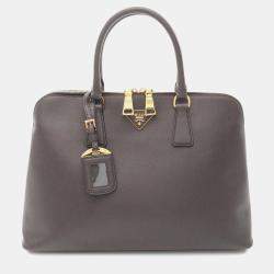 Prada Brown Large Saffiano Lux Promenade Satchel