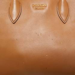 Prada Brown/Orange Leather Bibliotheque Tote