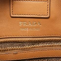 Prada Brown/Orange Leather Bibliotheque Tote