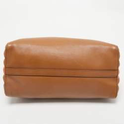 Prada Brown/Orange Leather Bibliotheque Tote
