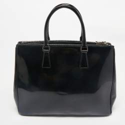 Prada Black Patent Leather Large Double Zip Tote