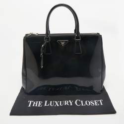 Prada Black Patent Leather Large Double Zip Tote