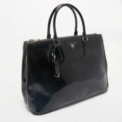Prada Black Patent Leather Large Double Zip Tote