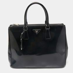 Prada Black Patent Leather Large Double Zip Tote
