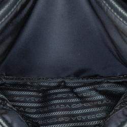Prada Black Saffiano Trimmed Double Buckle Messenger Bag