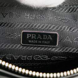 Prada Black Grace Lux Triangle Logo Embossed Triangle Wristlet Pouch