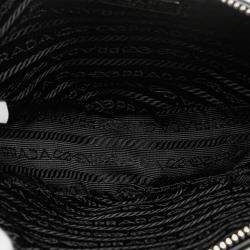Prada Black Grace Lux Triangle Logo Embossed Triangle Wristlet Pouch