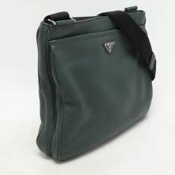 Prada Green Vitello Daino Leather Messenger Bag