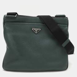 Prada Green Vitello Daino Leather Messenger Bag