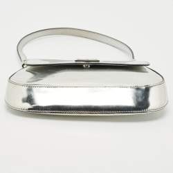 Pre Owned Prada Silver Patent Leather Small Cleo Hobo