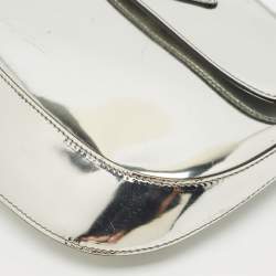 Pre Owned Prada Silver Patent Leather Small Cleo Hobo