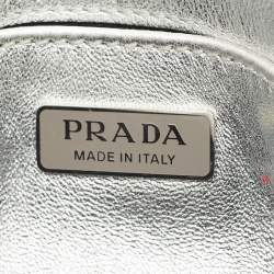 Pre Owned Prada Silver Patent Leather Small Cleo Hobo