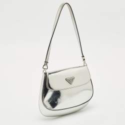 Pre Owned Prada Silver Patent Leather Small Cleo Hobo