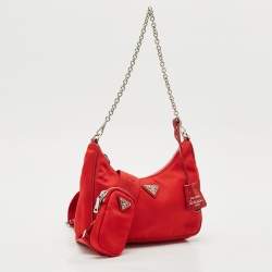 Prada Red Nylon and Saffiano Leather Re-Edition 2005 Bag