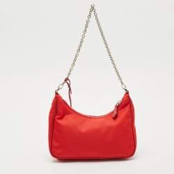 Prada Red Nylon and Saffiano Leather Re-Edition 2005 Bag