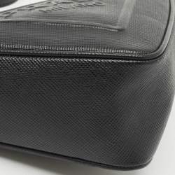 Prada Black Saffiano Cuir Leather Triangle Wristlet Clutch