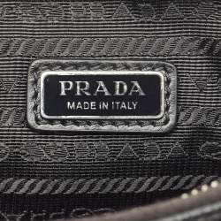 Prada Black Saffiano Cuir Leather Triangle Wristlet Clutch