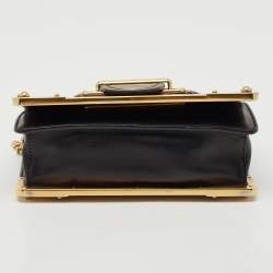 Prada Black/Beige Crocodile and Leather Cahier Flap Shoulder Bag