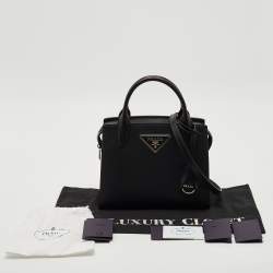 Prada Black Saffiano Cuir and City Leather Kristen Tote