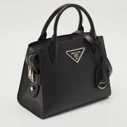 Prada Black Saffiano Cuir and City Leather Kristen Tote