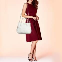 Prada White Vitello Daino Leather Tote