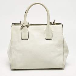 Prada White Vitello Daino Leather Tote