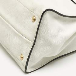 Prada White Vitello Daino Leather Tote