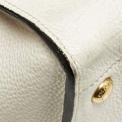 Prada White Vitello Daino Leather Tote
