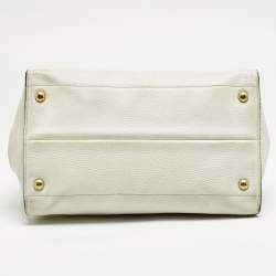Prada White Vitello Daino Leather Tote