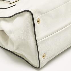 Prada White Vitello Daino Leather Tote
