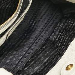 Prada White Vitello Daino Leather Tote