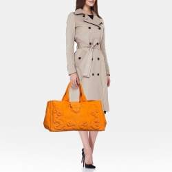 Prada Orange Canvas Shopper Tote