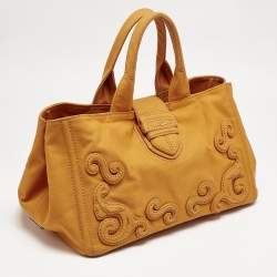 Prada Orange Canvas Shopper Tote