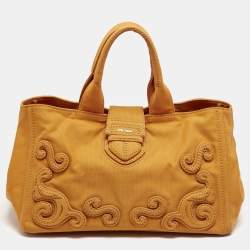 Prada Orange Canvas Shopper Tote