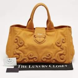 Prada Orange Canvas Shopper Tote