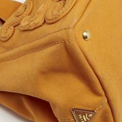 Prada Orange Canvas Shopper Tote