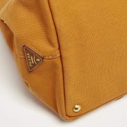Prada Orange Canvas Shopper Tote