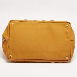 Prada Orange Canvas Shopper Tote