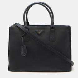 Prada Galleria Saffiano Lux Black Leather Handbag Tote Shoulder Bag