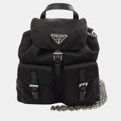 Prada Re-Nylon Shoulder Bag Nylon Saffiano Leather  Black